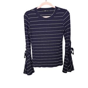 Lunik Long Sleeve Women's Medium Flared Disco Y2K Striped Tie up Nautical